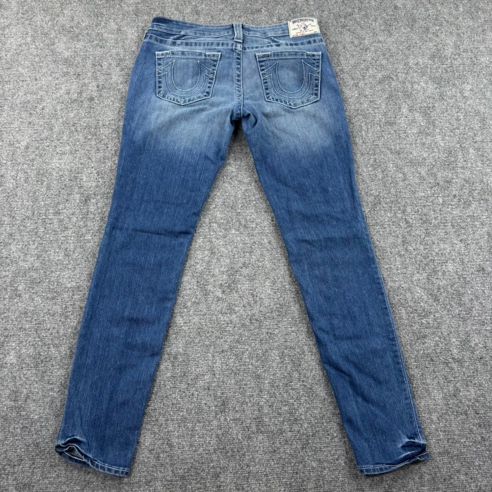True Religion Skinny Jeans 30W x 31L Blue Low Rise Contrast Stitch Denim Women's